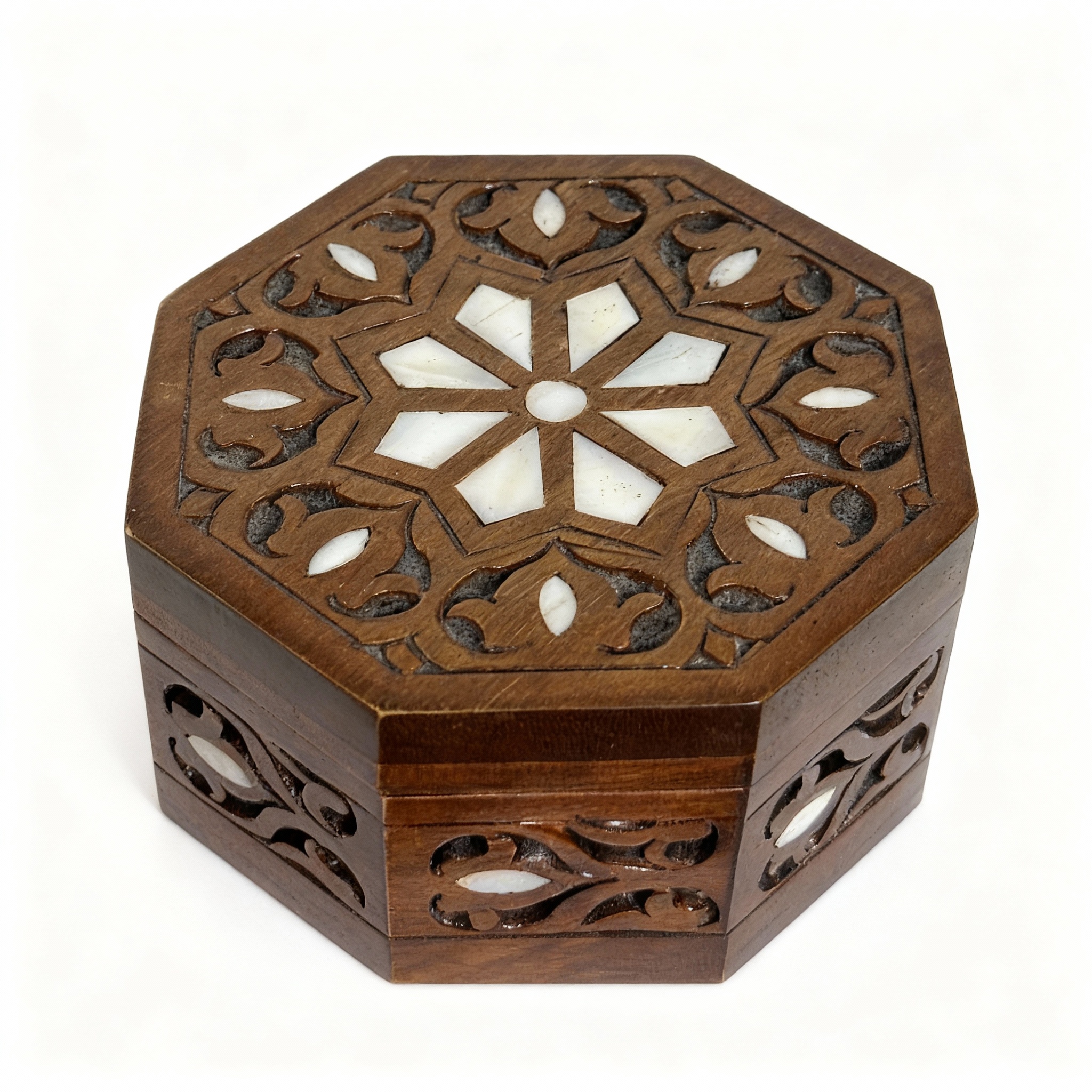 Handcrafted Octagonal Mother-of-Pearl Gift Box