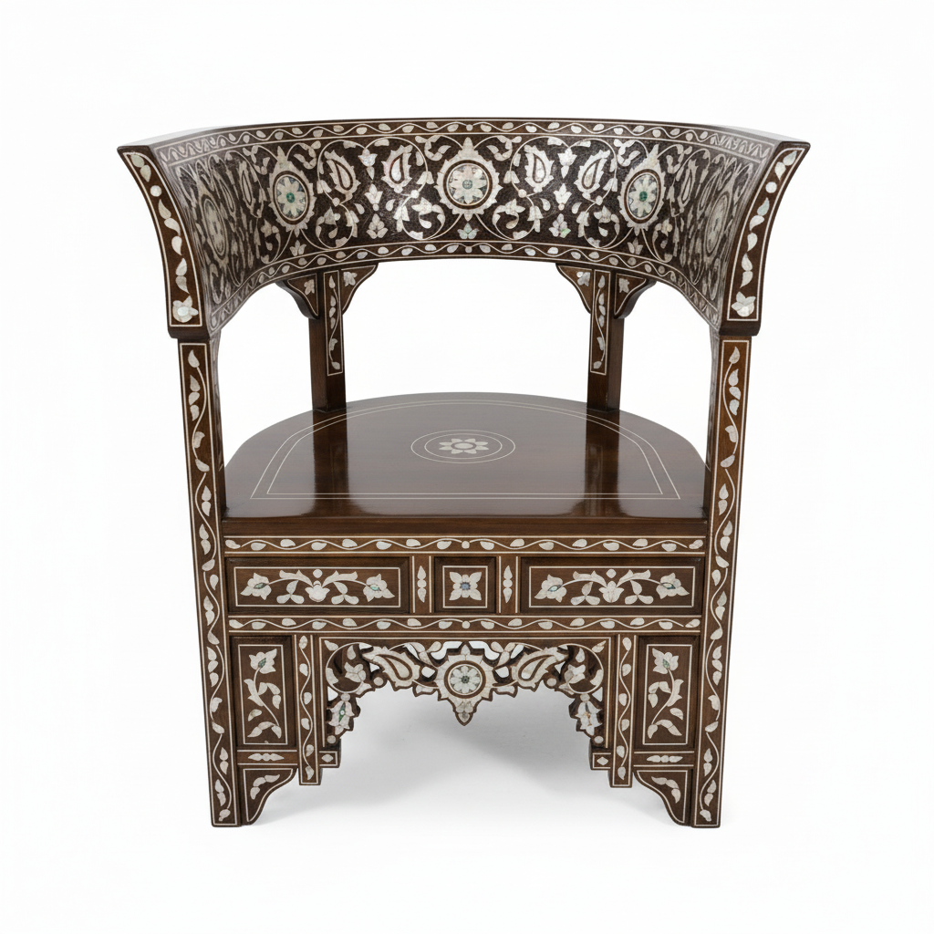 Handcrafted Mother-of-Pearl Chairs & Table Set