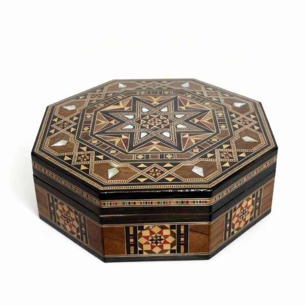 Handcrafted Octagonal Mosaic Wooden Gift Box